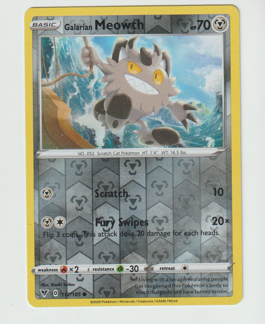 112/185 Galarian Meowth Common Reverse Holo