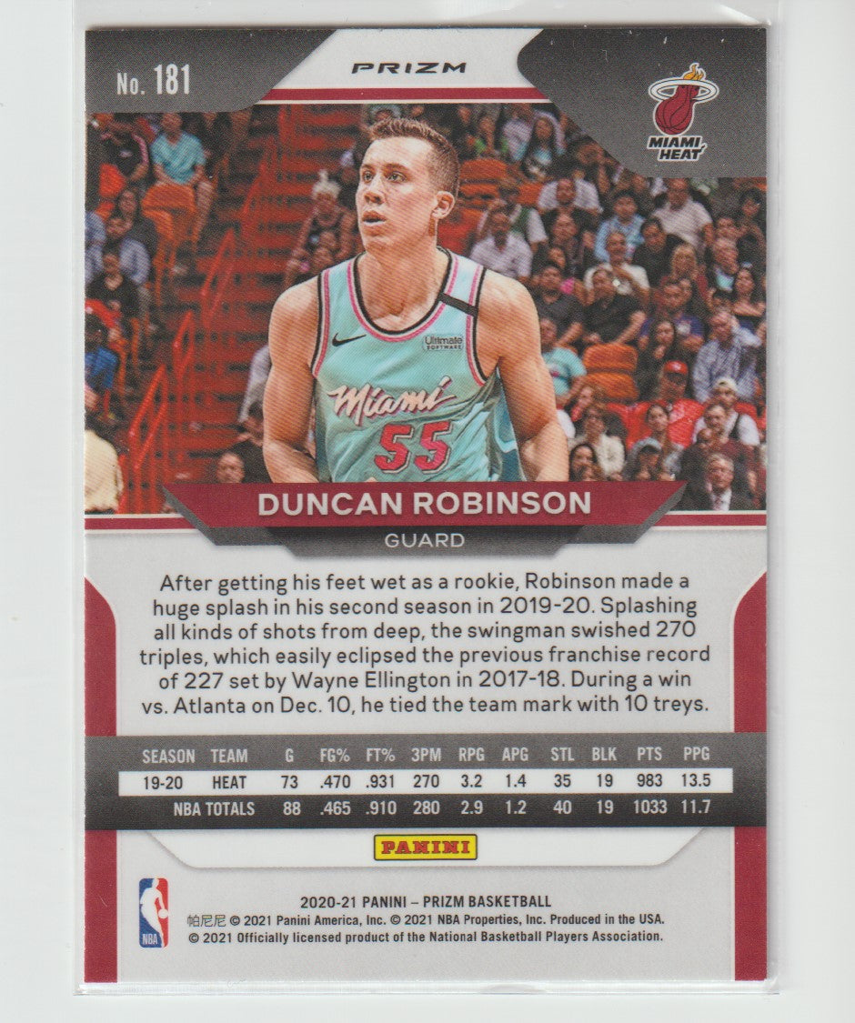 181 Duncan Robinson - Miami Heat Silver Prizm