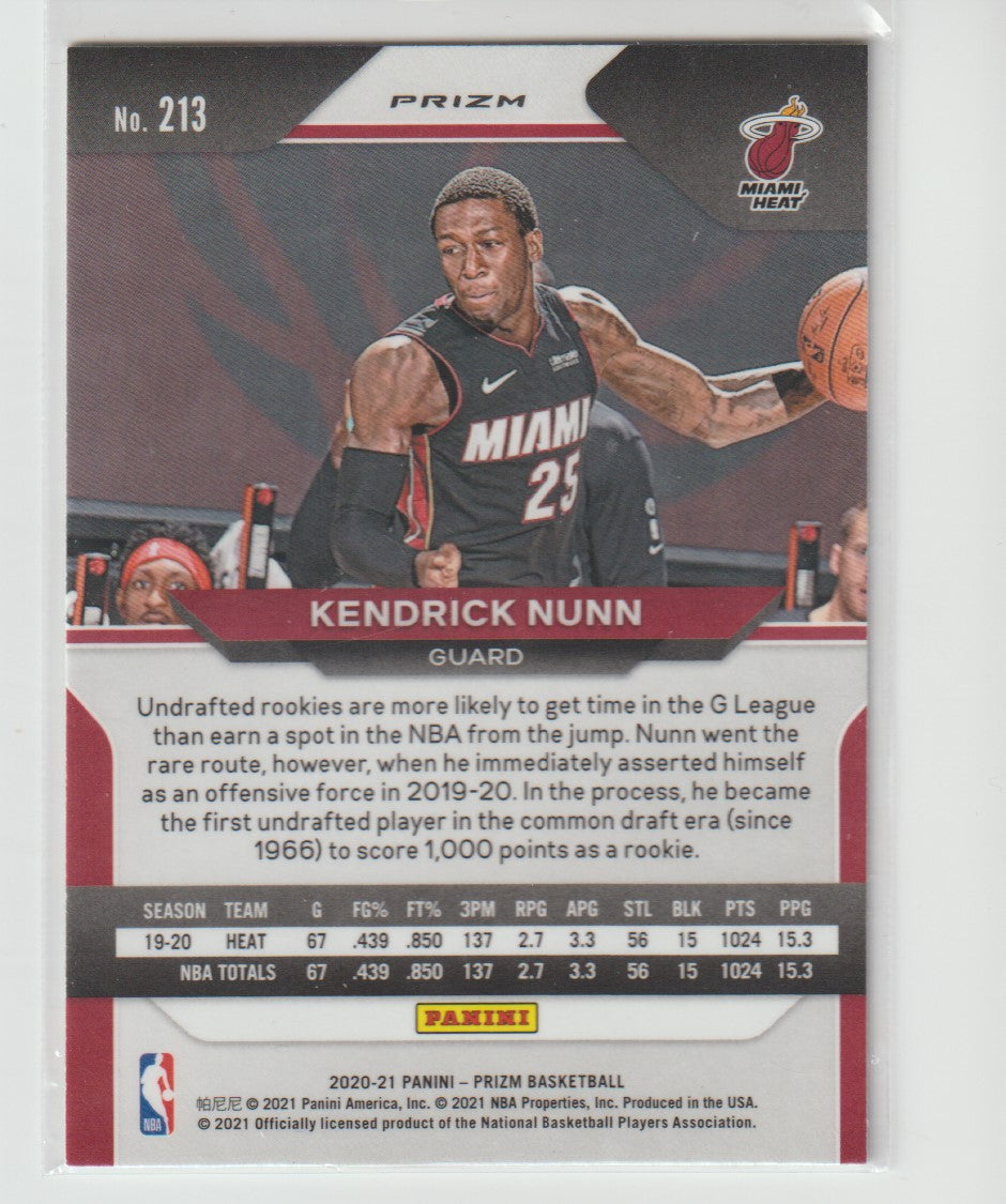 213 Kendrick Nunn - Miami Heat Silver Prizm