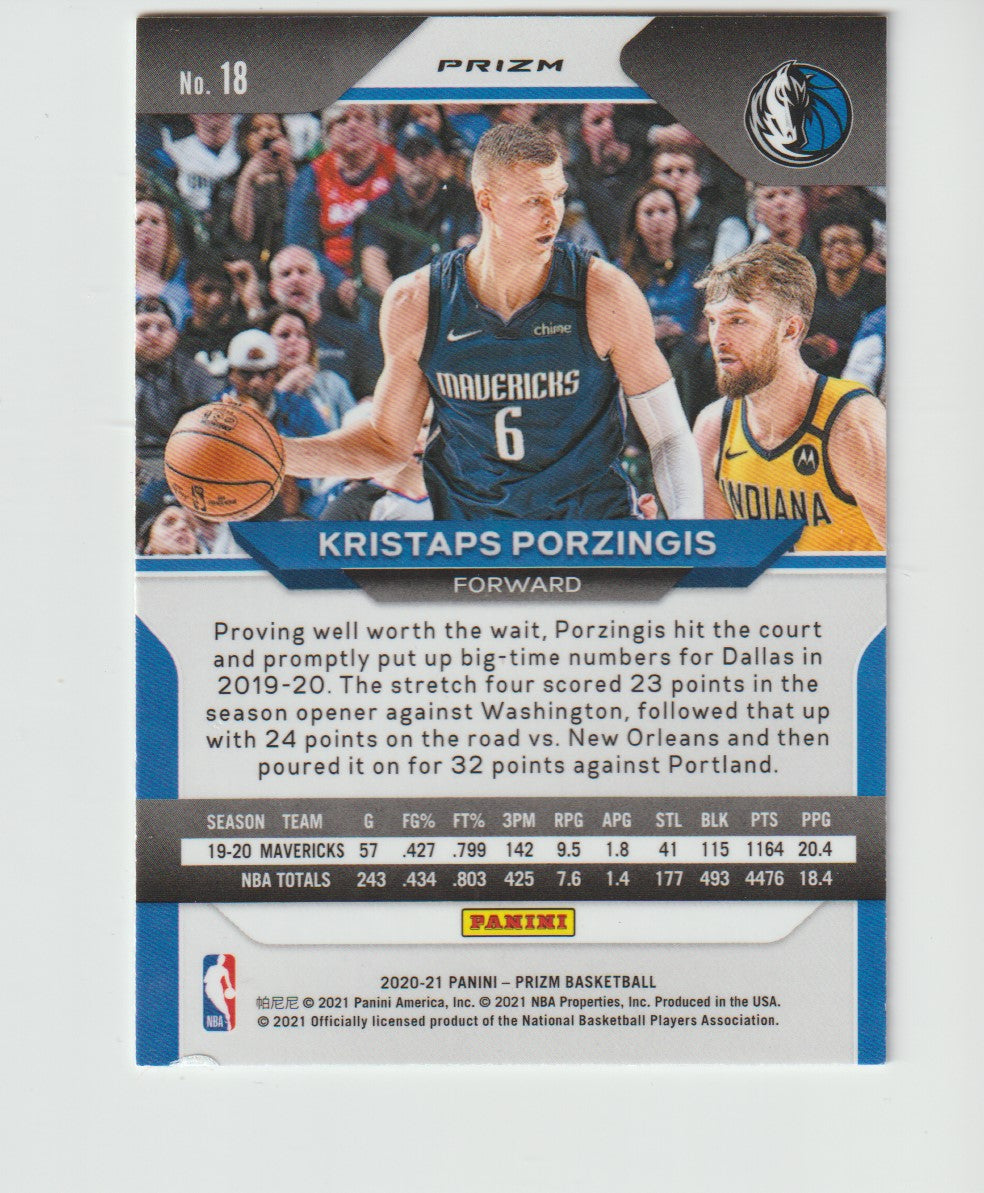 018 Kristaps Porzingis - Dallas Mavericks Silver Prizm