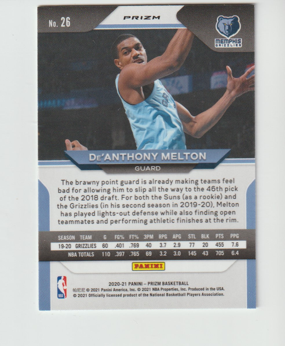 026 De'Anthony Melton - Memphis Grizzlies Silver Prizm