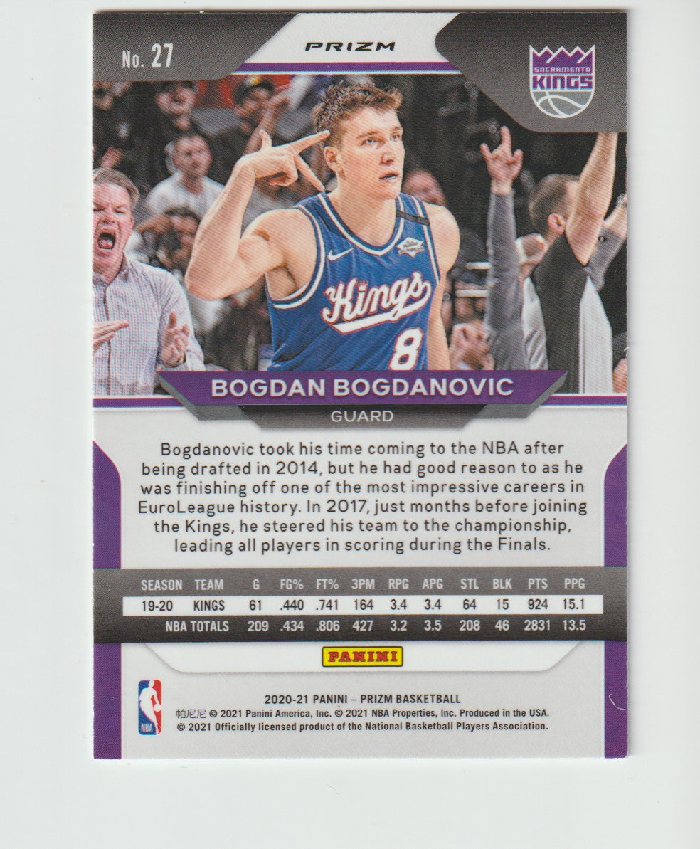 027 Bogdan Bogdanovic - Sacramento Kings Silver Prizm