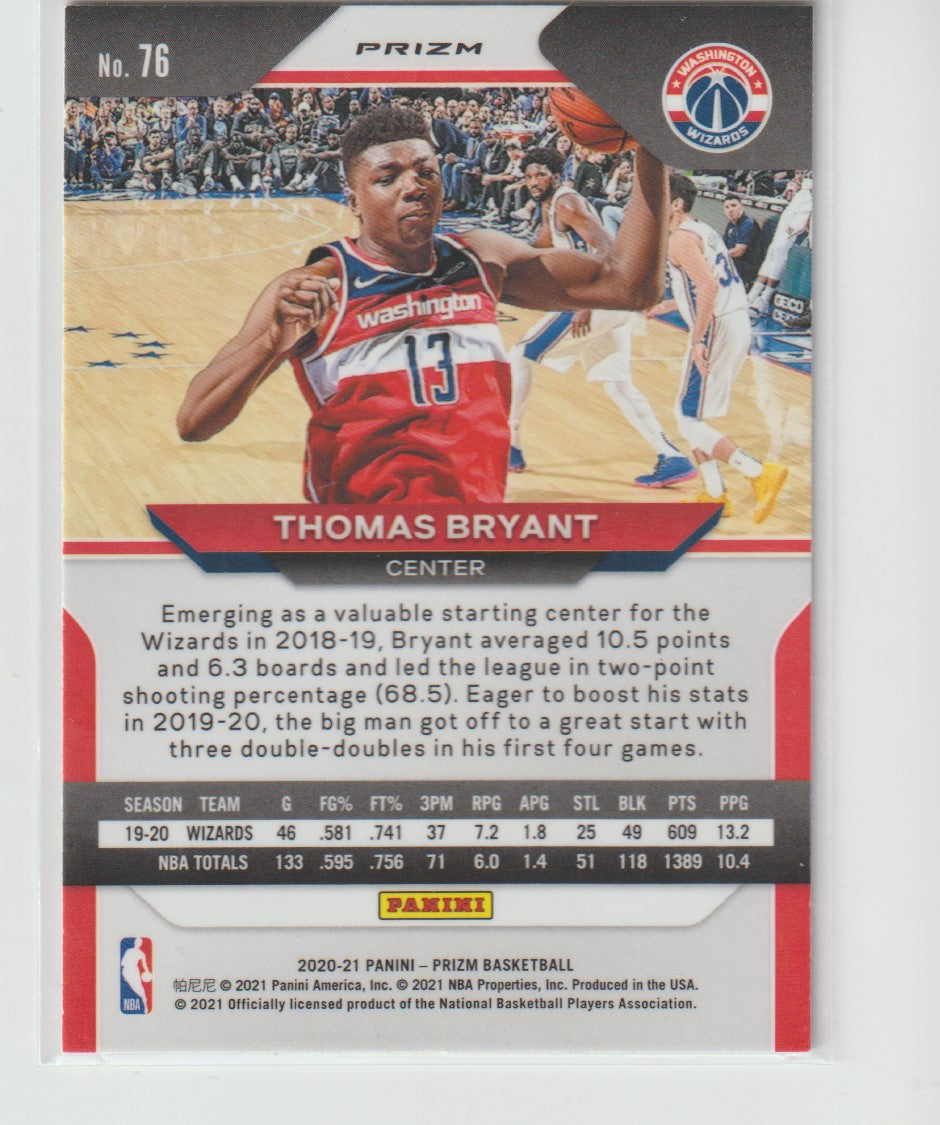 076 Thomas Bryant - Washington Wizards Silver Prizm