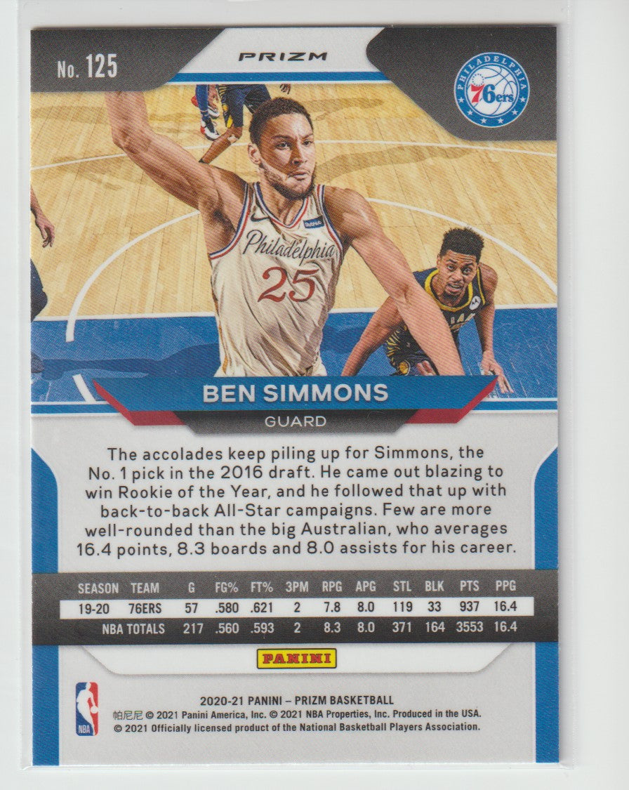 125 Ben Simmons - Philadelphia 76ers Red White Blue Prizm