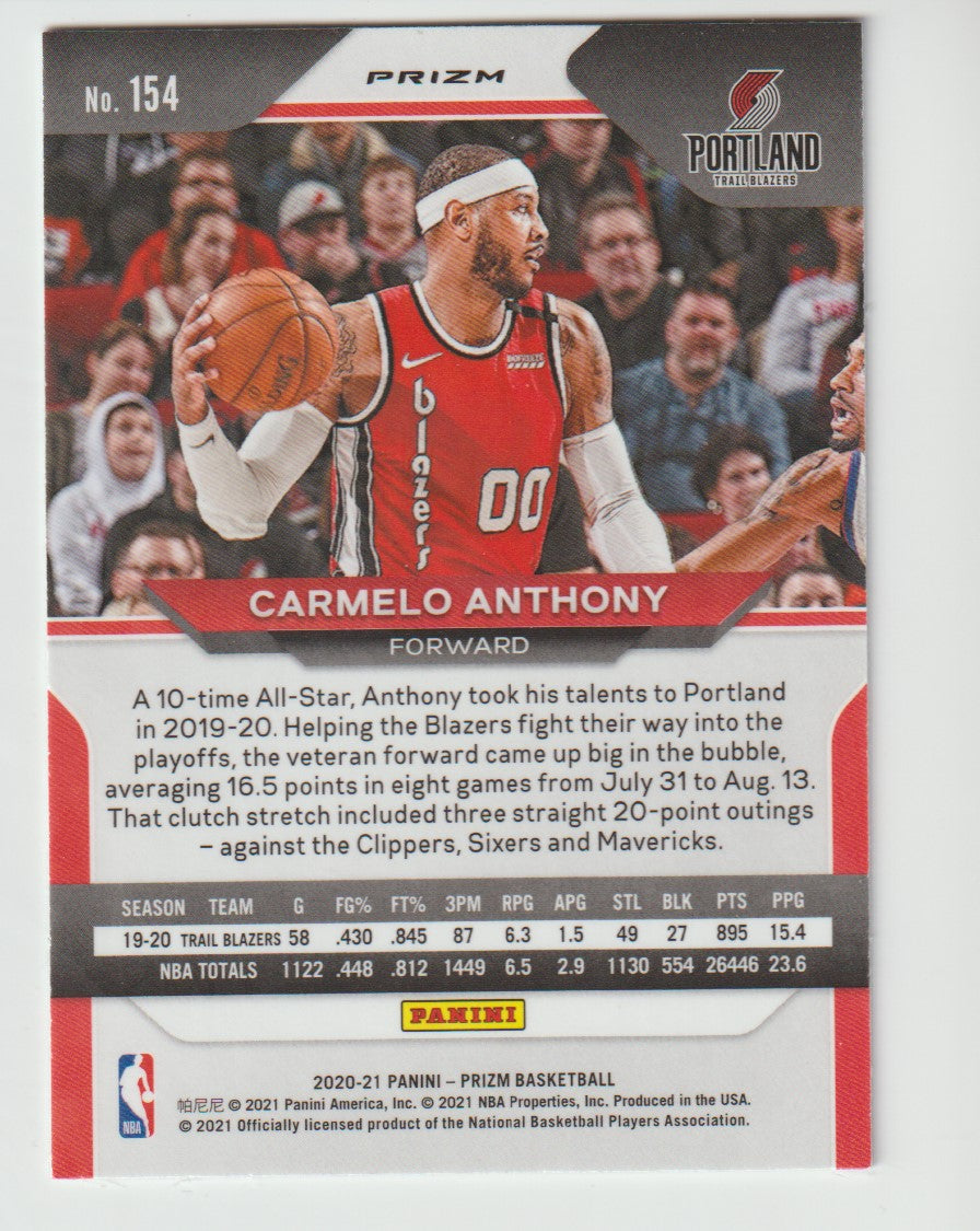 154 Carmelo Anthony - Portland Trail Blazers Red White Blue Prizm