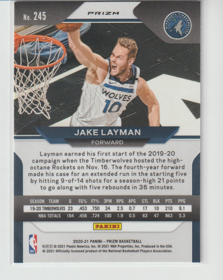 245 Jake Layman - Minnesota Timberwolves Red White Blue Prizm