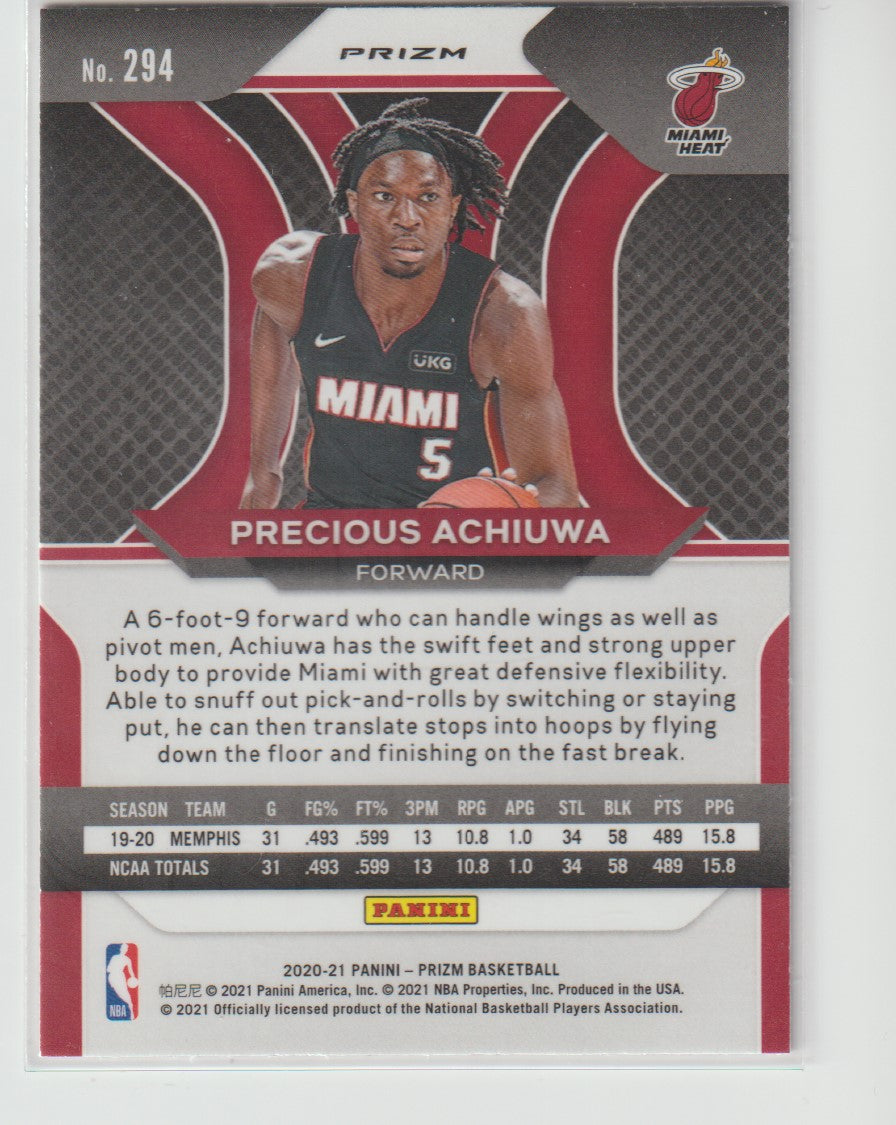 294 Precious Achiuwa - Miami Heat Red White Blue Prizm