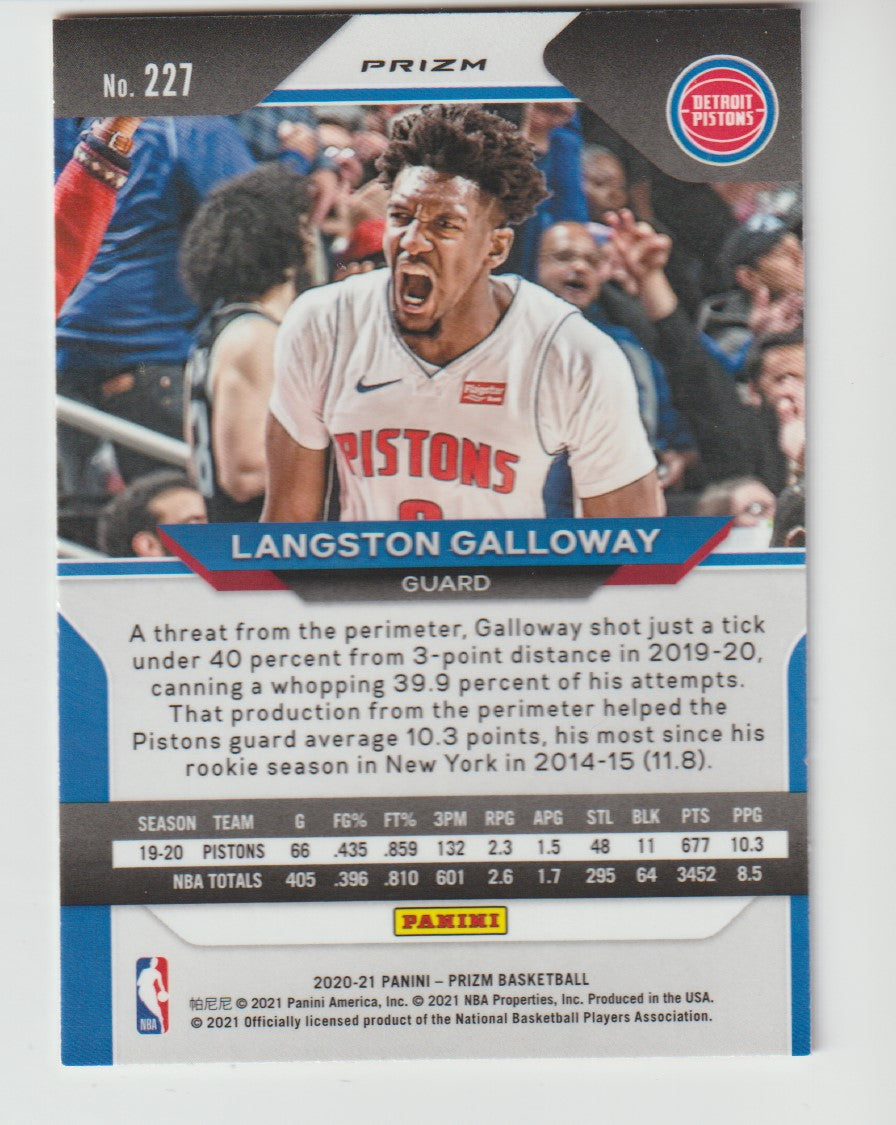 227 Langston Galloway - Detroit Pistons Ruby Wave Prizm