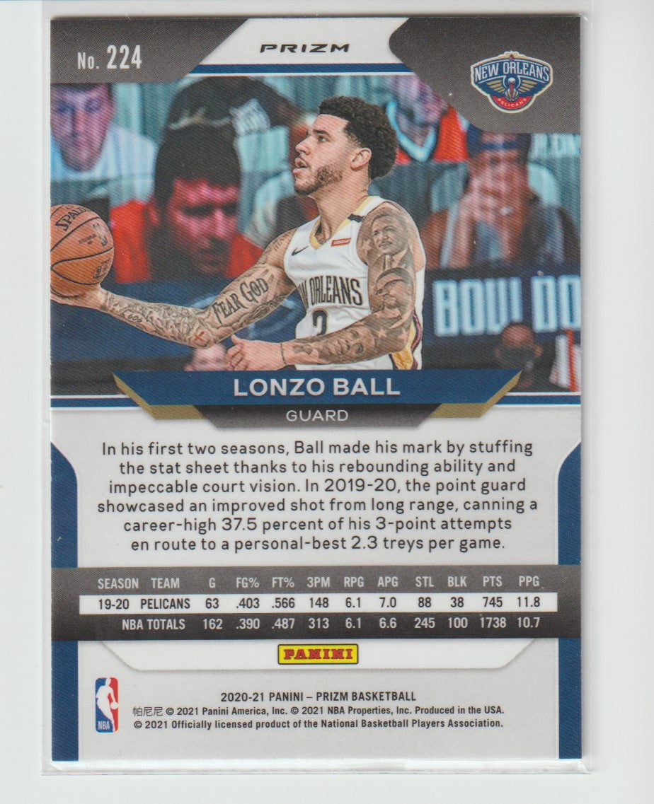 224 Lonzo Ball - New Orleans Pelicans Green Prizm