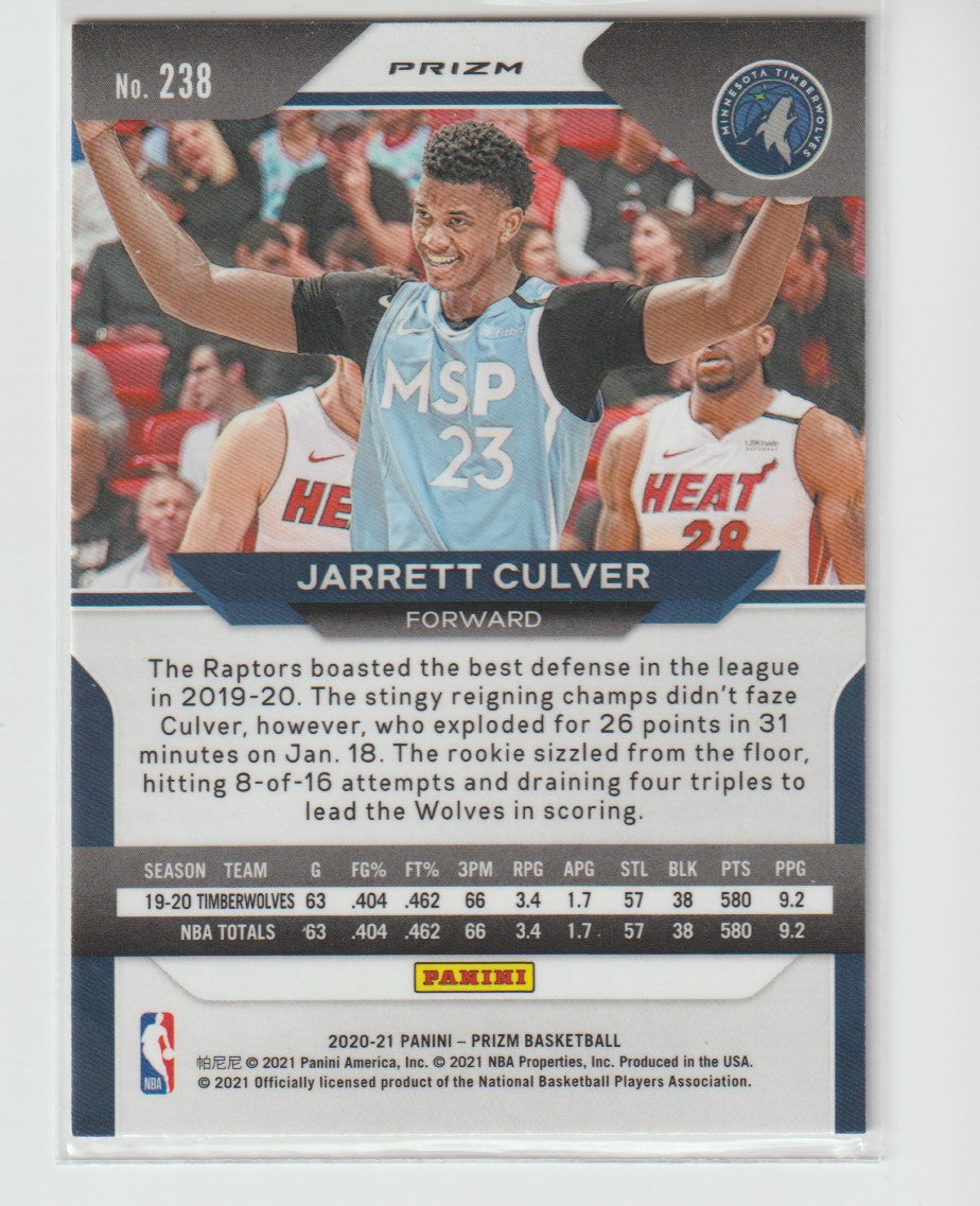 238 Jarrett Culver - Minnesota Timberwolves Green Prizm