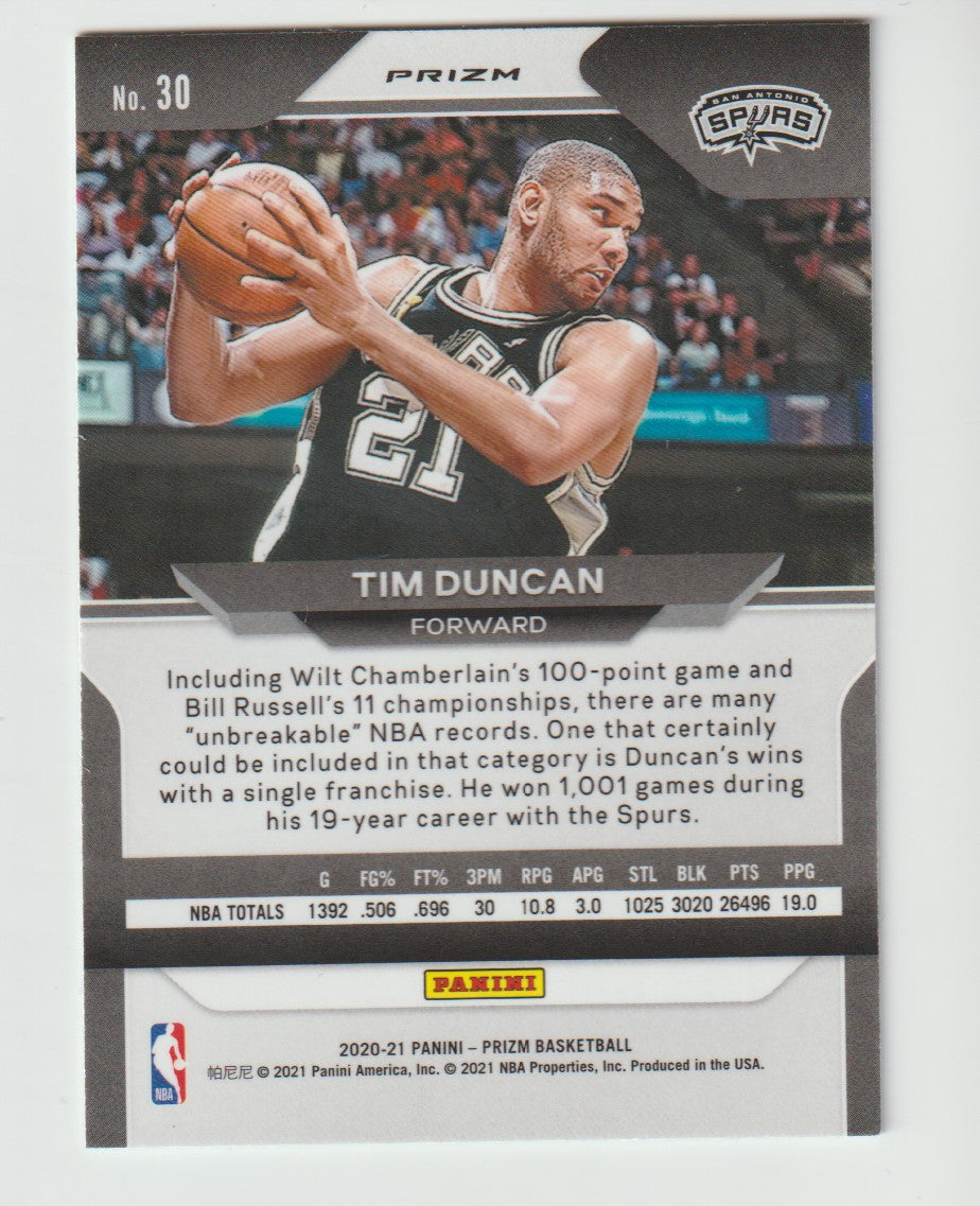 030 Tim Duncan - San Antonio Spurs Green Prizm