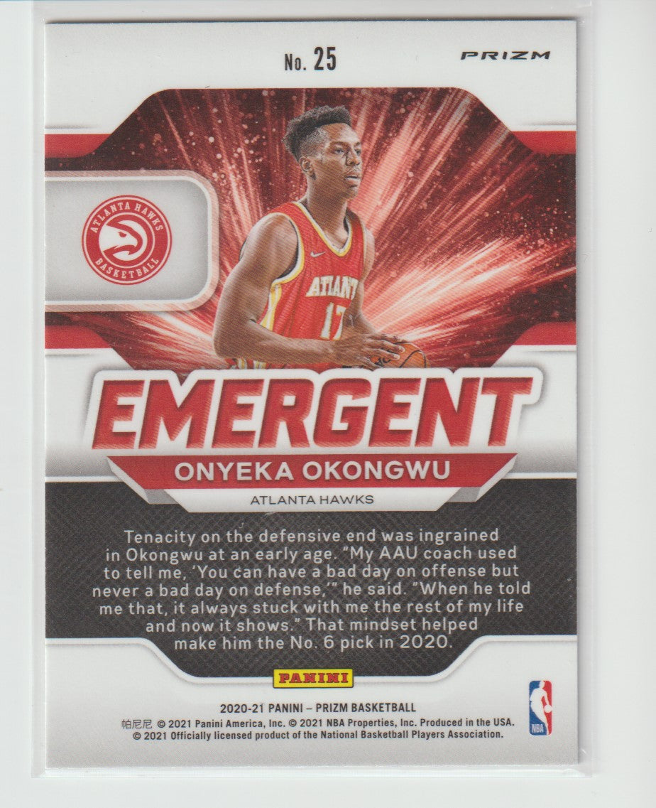 Emergent 025 Onyeka Okongwu - Atlanta Hawks Silver Prizm