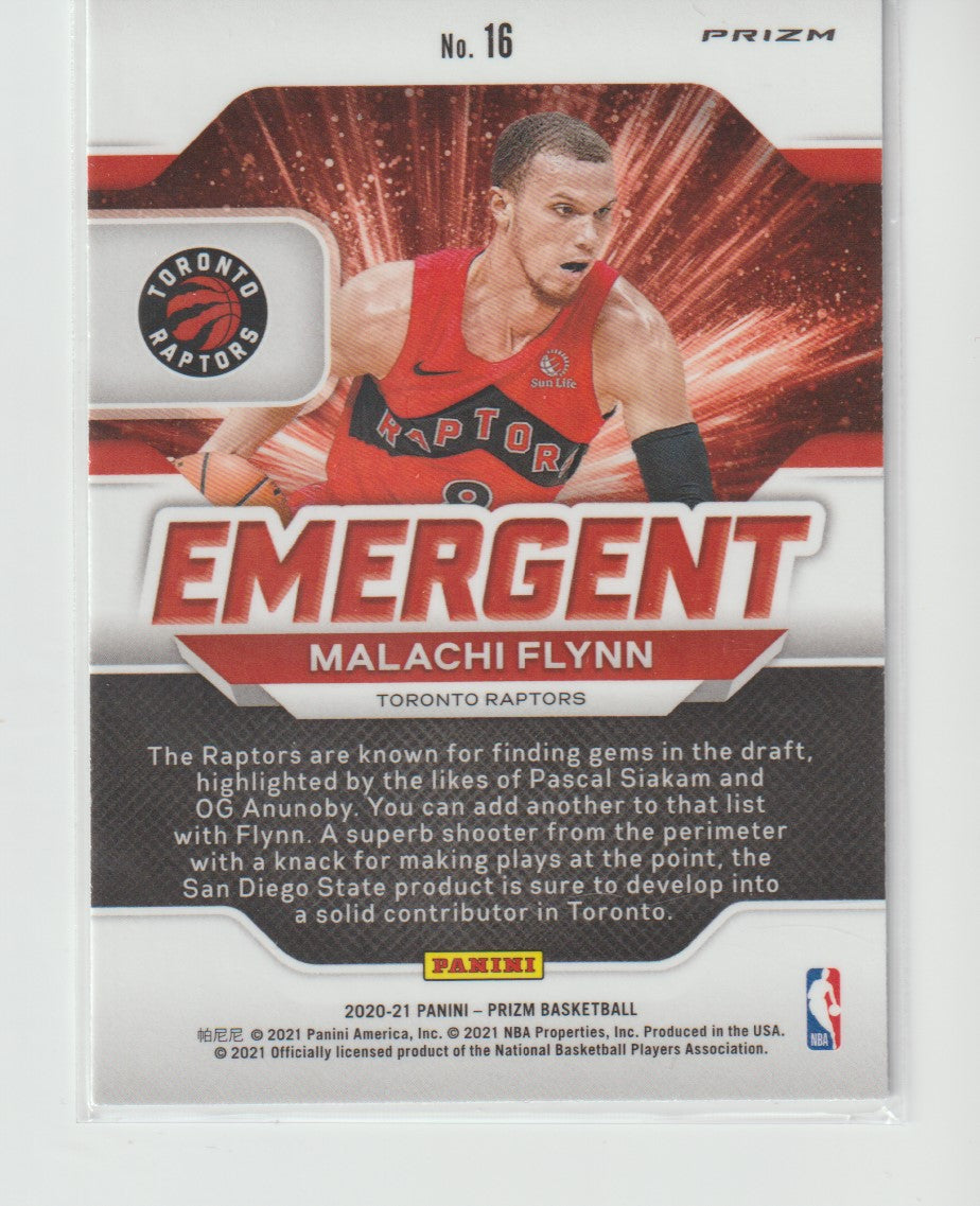 Emergent 016 Malachi Flynn - Toronto Raptors Green Prizm