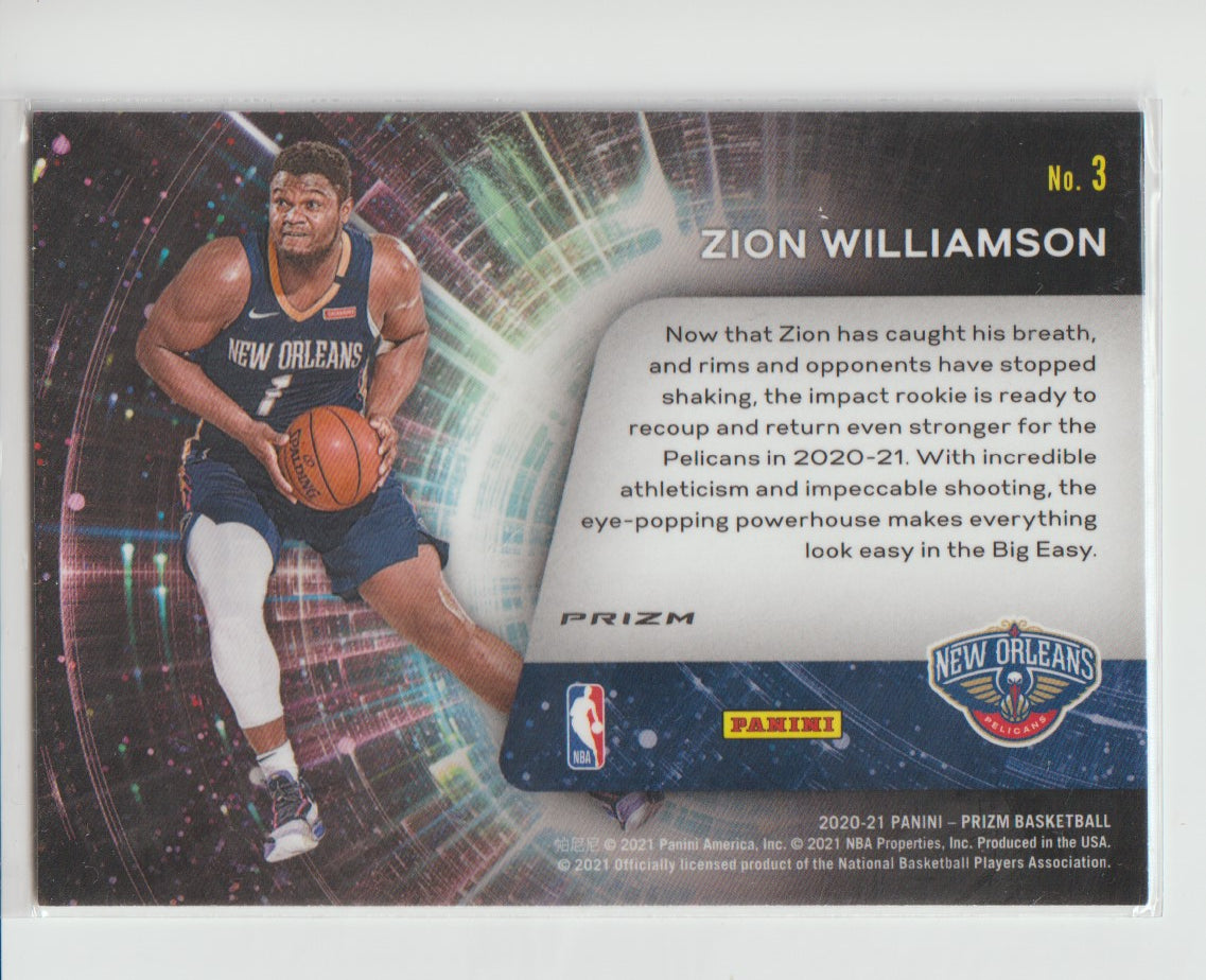 Sophomore Stars 003 Zion Williamson - New Orleans Pelicans  Silver Prizm