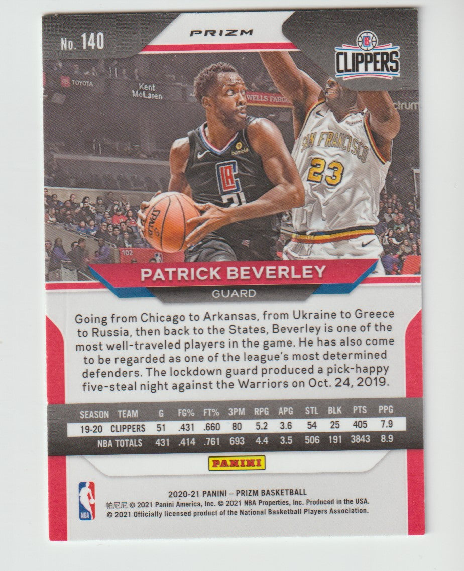 140 Patrick Beverley - Los Angeles Clippers Green Prizm