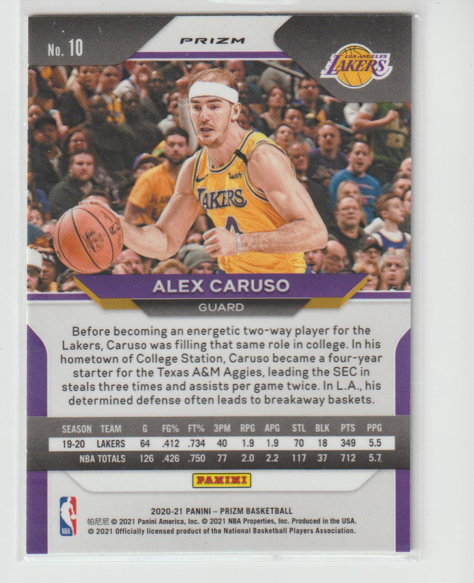 010 Alex Caruso - Los Angeles Lakers Green Prizm