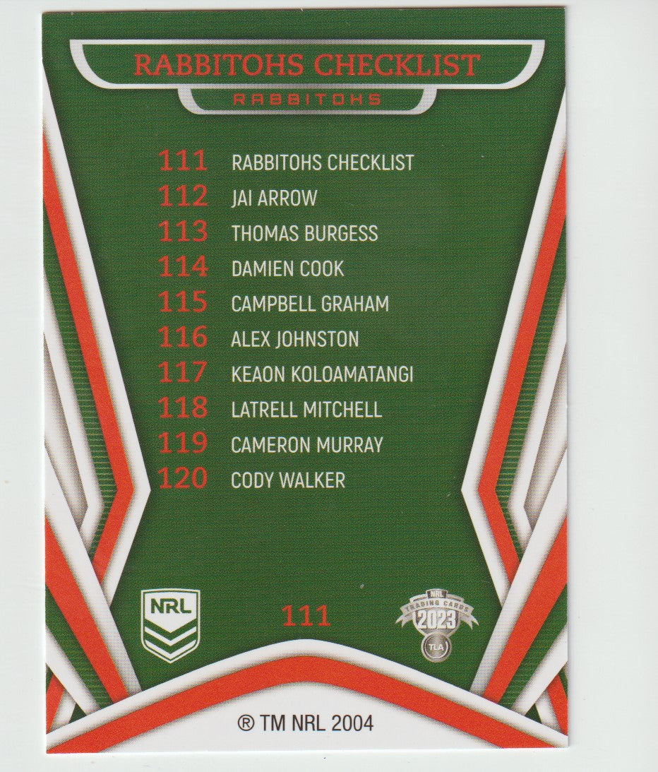 111 RABBITOHS CHECKLIST