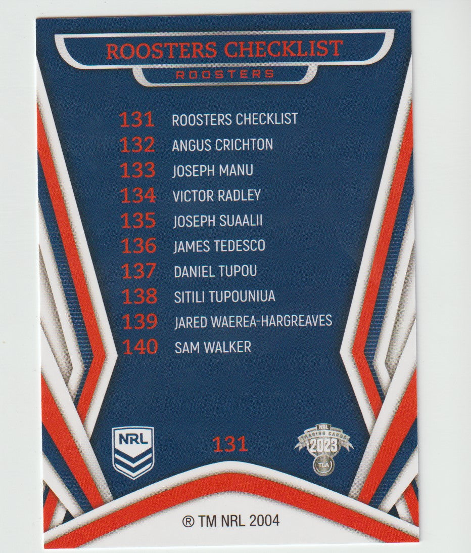 131 ROOSTERS CHECKLIST