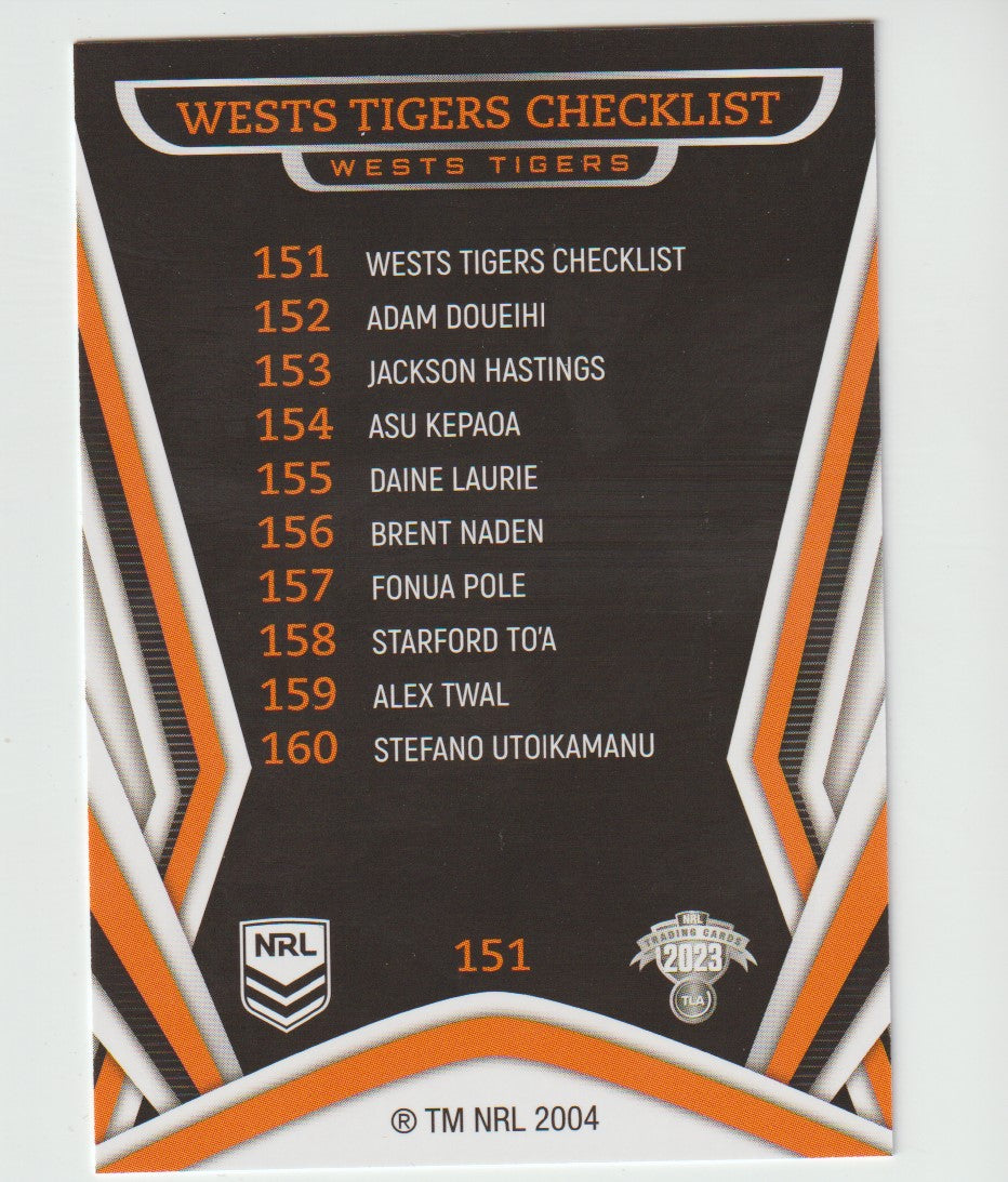 151 WESTS TIGERS CHECKLIST