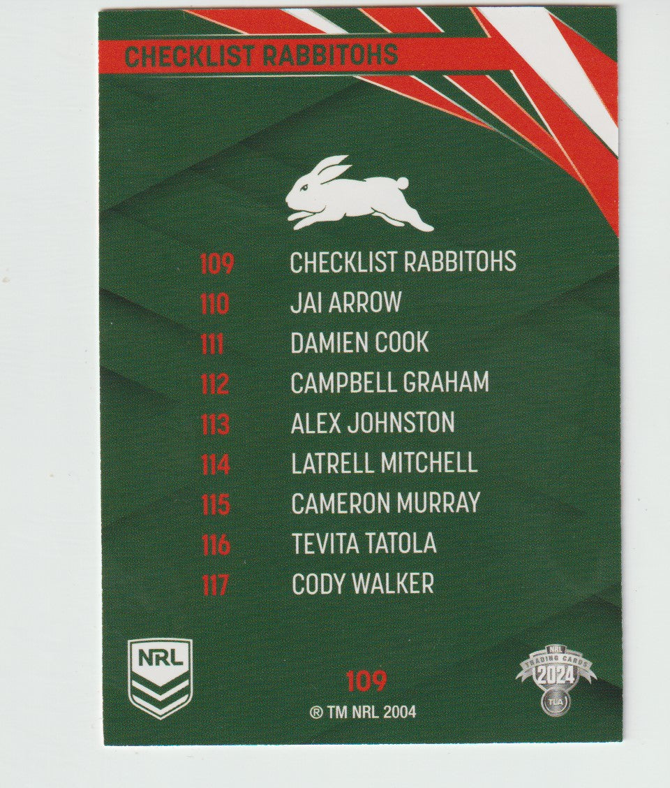 109  RABBITOHS CHECKLIST