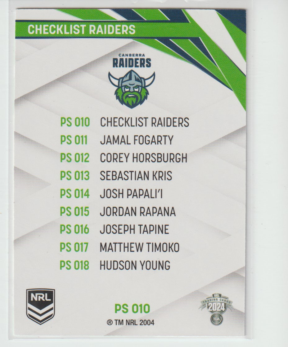 PS 010 RAIDERS CHECKLIST