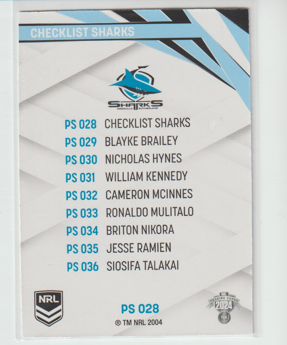 PS 028 SHARKS CHECKLIST