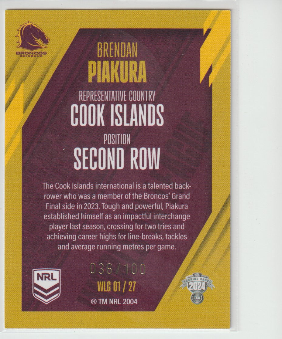 WLG 01 / 54 BRONCOS BRENDAN PIAKURA 36/100